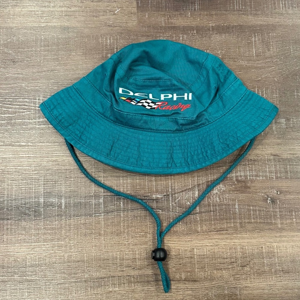 Delphi Racing Teal Bucket Hat Vintage Embroidered Logo Adjustable OSFA Unisex